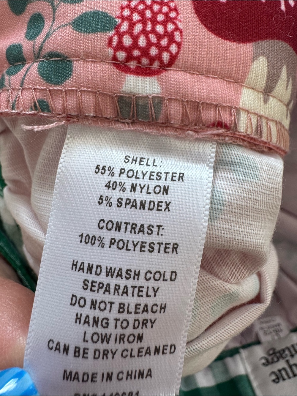 Pink Floral Gathered Skirt with Green Check Waistband - Picture 9 of 9